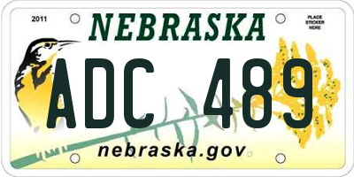 NE license plate ADC489