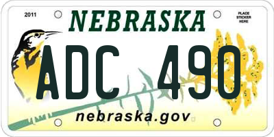 NE license plate ADC490