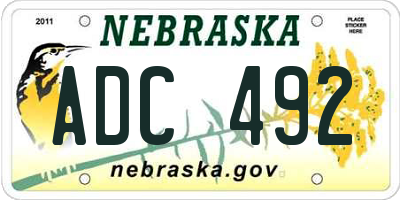 NE license plate ADC492