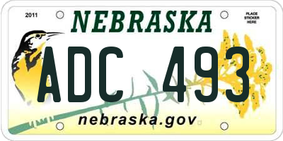 NE license plate ADC493