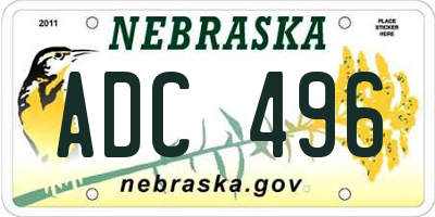 NE license plate ADC496