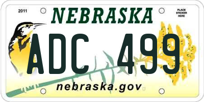 NE license plate ADC499