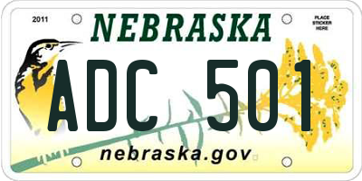 NE license plate ADC501