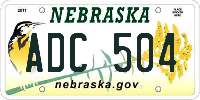 NE license plate ADC504