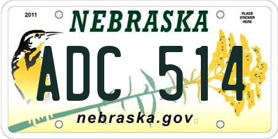 NE license plate ADC514