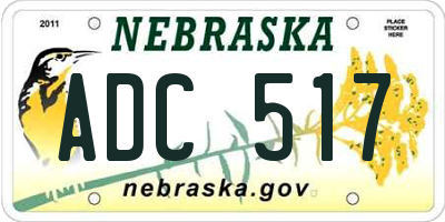 NE license plate ADC517