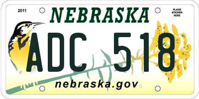 NE license plate ADC518