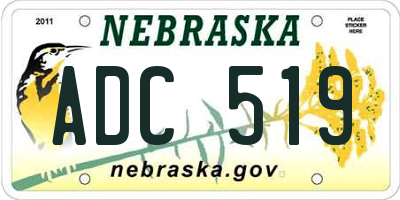 NE license plate ADC519