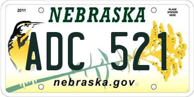 NE license plate ADC521