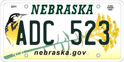 NE license plate ADC523