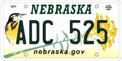 NE license plate ADC525