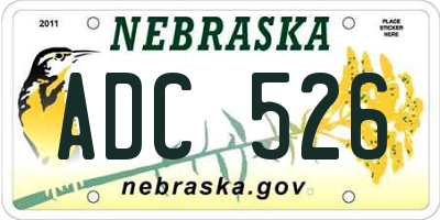 NE license plate ADC526