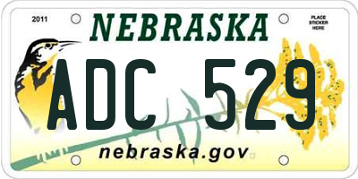 NE license plate ADC529