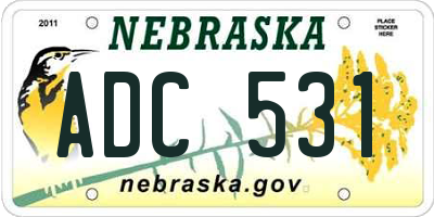 NE license plate ADC531