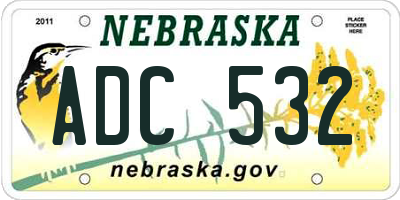 NE license plate ADC532