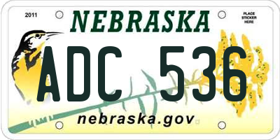 NE license plate ADC536