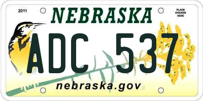 NE license plate ADC537