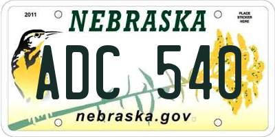 NE license plate ADC540