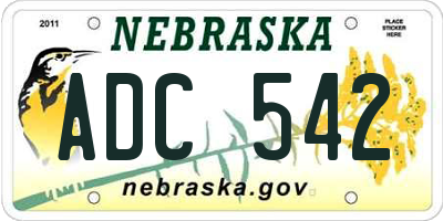 NE license plate ADC542