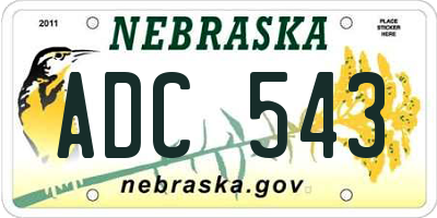 NE license plate ADC543