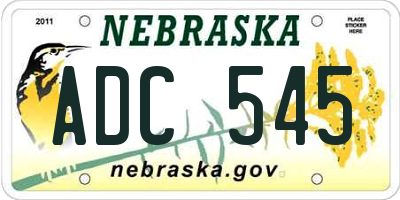 NE license plate ADC545