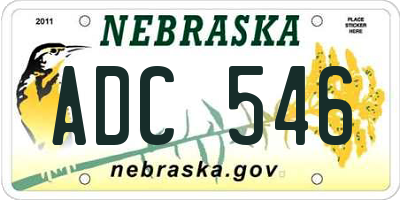 NE license plate ADC546