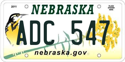 NE license plate ADC547