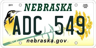 NE license plate ADC549