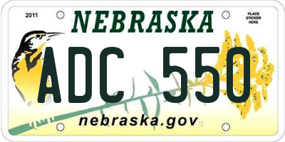 NE license plate ADC550