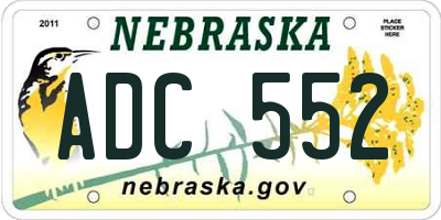 NE license plate ADC552