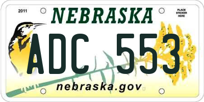 NE license plate ADC553