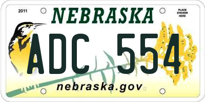 NE license plate ADC554