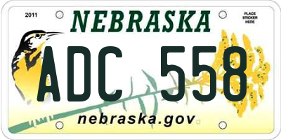 NE license plate ADC558