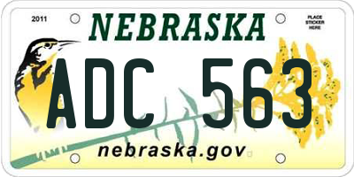 NE license plate ADC563