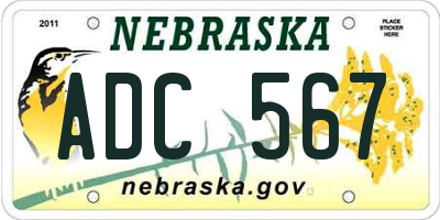 NE license plate ADC567