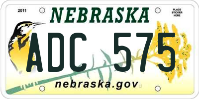 NE license plate ADC575