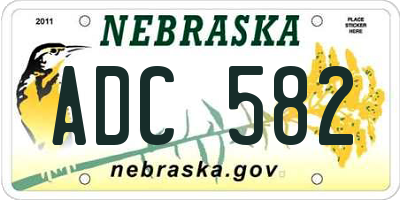 NE license plate ADC582