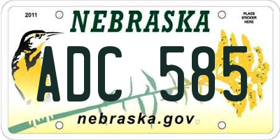 NE license plate ADC585