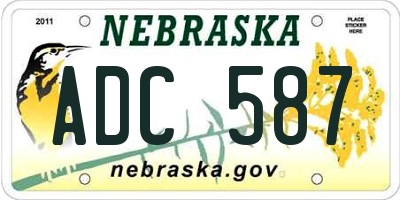 NE license plate ADC587