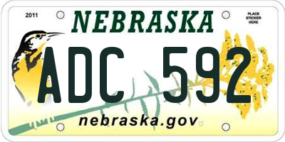 NE license plate ADC592