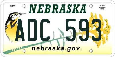 NE license plate ADC593