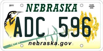 NE license plate ADC596