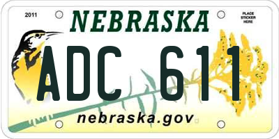 NE license plate ADC611