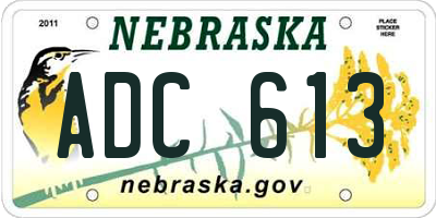 NE license plate ADC613