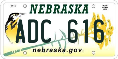 NE license plate ADC616