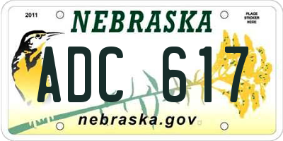 NE license plate ADC617