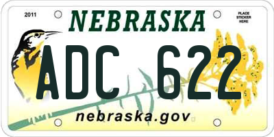 NE license plate ADC622