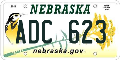 NE license plate ADC623