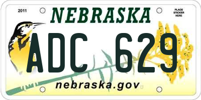 NE license plate ADC629