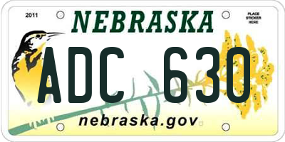 NE license plate ADC630